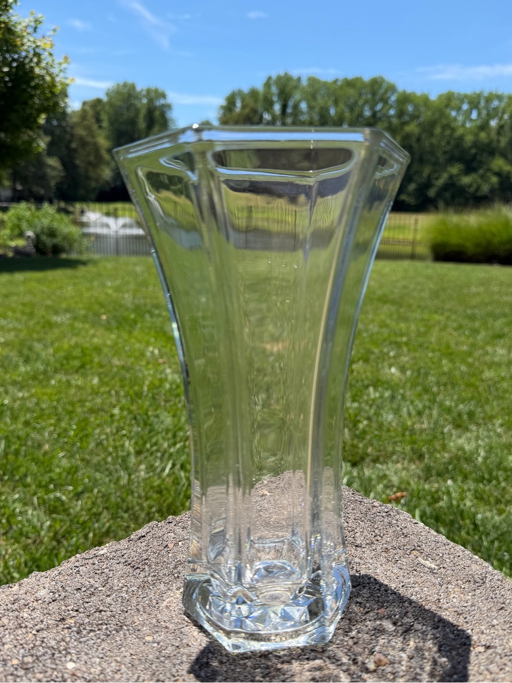 Heavy Crystal Vase, Geometric Hexagon Design, Glass Decorative Vase. G22